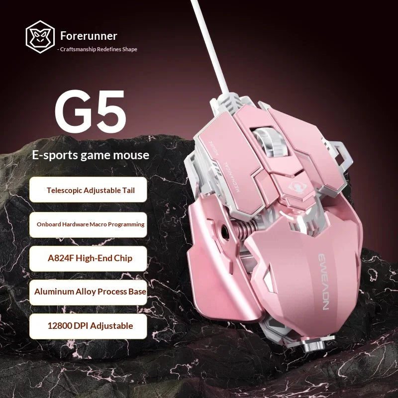 The Forward G5 Gaming Mouse – Triple Mode Wired/Wireless, Mechanical Macro Buttons, Metal Weight Reduction, Silent Click E-Sports Mouse