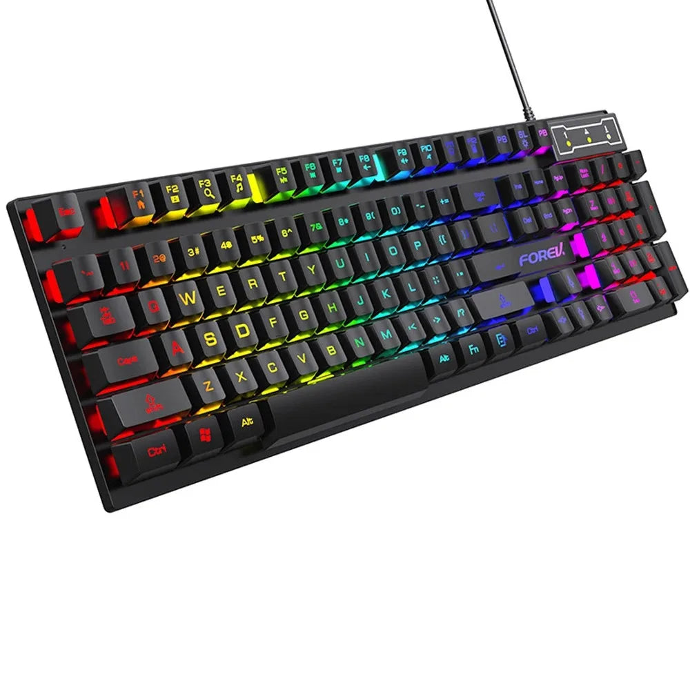 104-Key RGB Wired Gaming Keyboard – Mechanical Feel Colorful Backlit Keyboard for Windows PC & Laptop