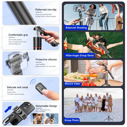 ๐คณ F16 Selfie Stick Tripod | 1708mm 8-Section Pole ๐ | Bluetooth Remote ๐ก | 360ยฐ Rotation ๐ | Phone & Camera ๐ธ