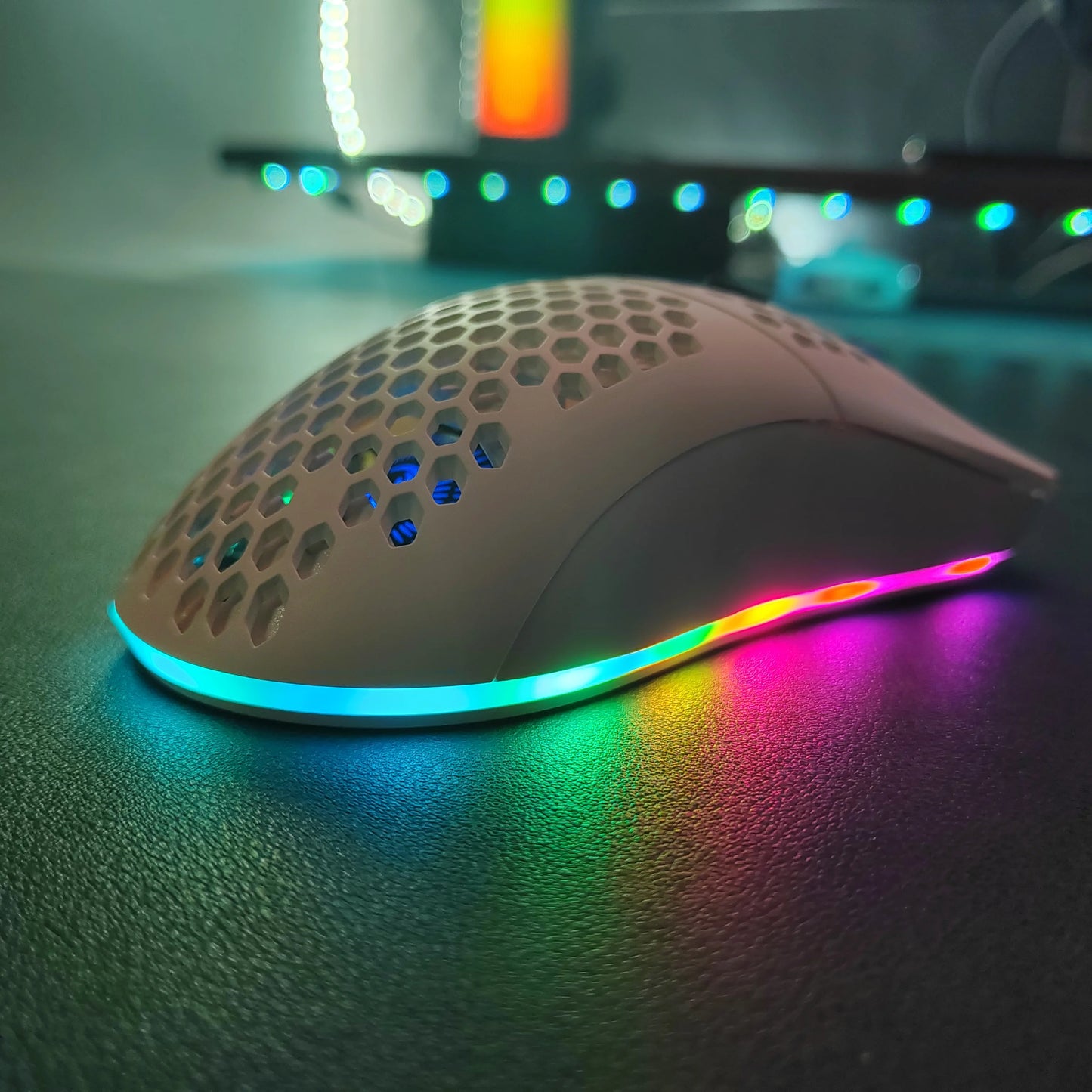 2.4G Wireless RGB Gaming Mouse – Ultra-Light Honeycomb Design, Rechargeable 3600 DPI Gamer Mouse for PC & Laptop