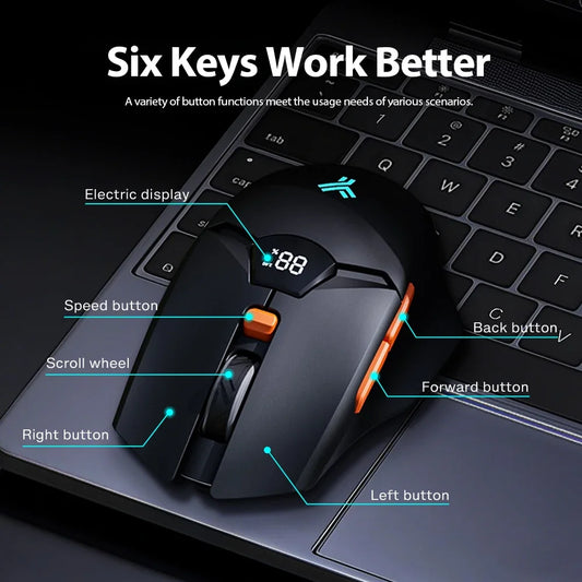 🖱️ Wireless Mouse 2.4G & Bluetooth | 6 DPI Levels | 600mAh Battery