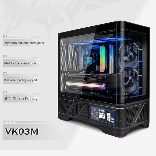 VK03-M E-Sports MATX Gaming PC Case | 360mm Water Cooling | Curved Glass