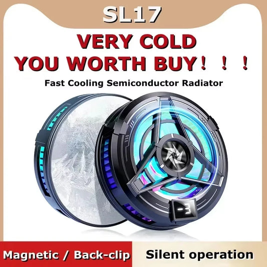 SL17 Magnetic Phone Cooler – 2-in-1 Semiconductor Gaming Cooling Fan for iPhone & Android