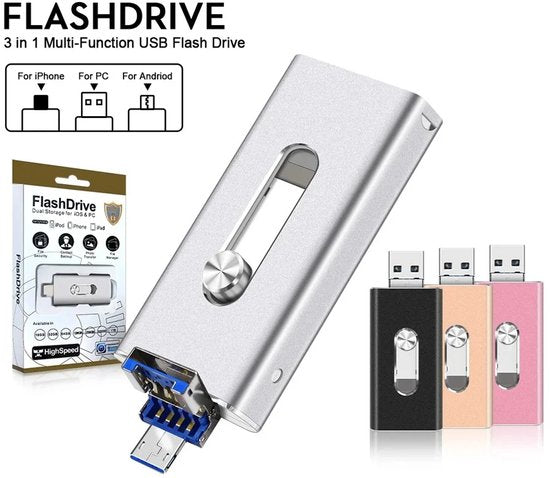 MF23D 3-in-1 USB 3.0 Flash Drive for iPhone, Android & Type-C