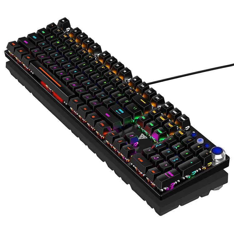 True Mechanical Gaming Keyboard with Hot-Swappable Switches – RGB Backlit, Waterproof, Wired USB (Blue/Black Switch Options)