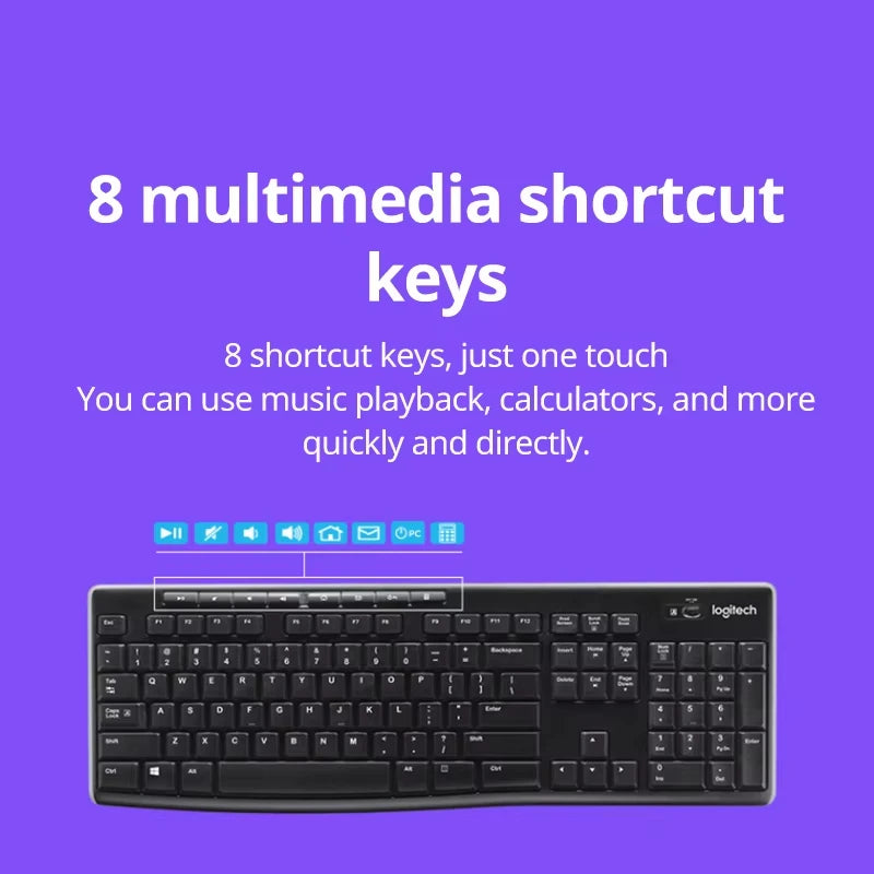 Logitech MK270 Wireless Keyboard & Mouse Combo | 2.4GHz USB Receiver | Full-Size Keyboard | Long Battery Life | Reliable Office Set | Black
