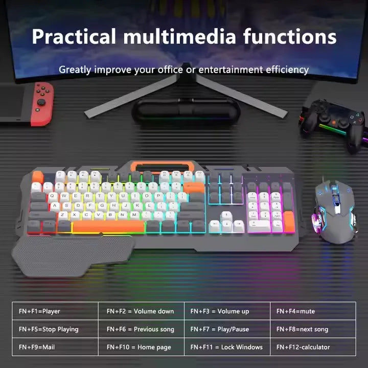 Best Gaming RGB Backlit Keyboard and Mouse Combo – Metal Wired Gaming Set for Desktop, Laptop & Office Use