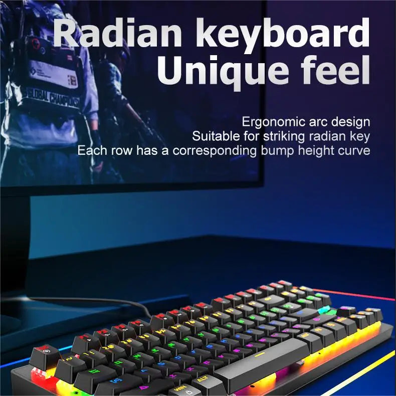 K2 Punk Mechanical Keyboard 87 Keys – Compact TKL Gaming & Office Keyboard for Laptop & Desktop