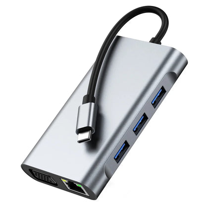 USB-C Docking Station 7-in-1 Hub with HDMI, VGA, USB 3.0, SD Card Reader, RJ45 Ethernet & PD Fast Charging