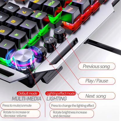 K100 Mechanical Gaming Keyboard – 104 Keys RGB Backlit USB Wired Keyboard with Wrist Rest & Phone Holder