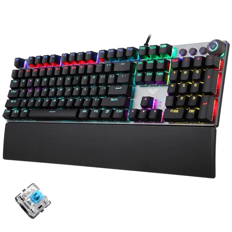 AULA F2088 Wired Mechanical Gaming Keyboard – 108 Keys, Blue Switch, RGB Backlit, USB Full-Size Metal Panel (English Layout)