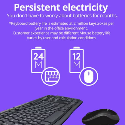 Logitech MK270 Wireless Keyboard & Mouse Combo | 2.4GHz USB Receiver | Full-Size Keyboard | Long Battery Life | Reliable Office Set | Black