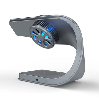 2025 3-in-1 Magnetic Wireless Charger Stand with Cooling Fan – 15W Fast Charging Aluminum Alloy Dock with LED Indicator