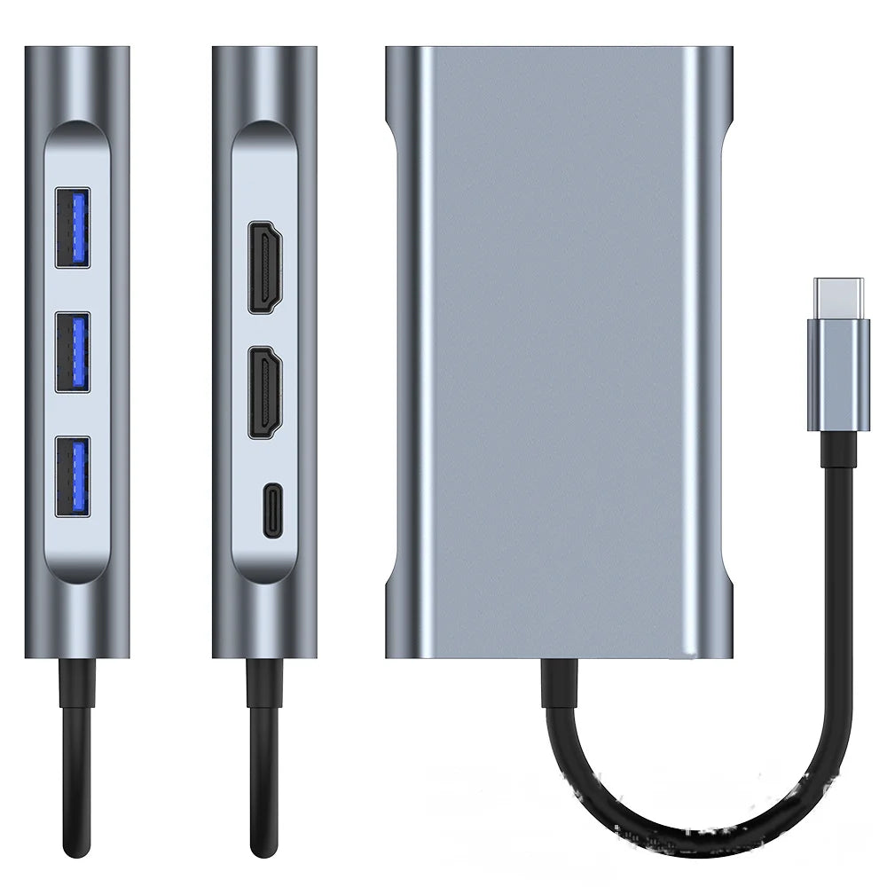 USB-C Docking Station 7-in-1 Hub with HDMI, VGA, USB 3.0, SD Card Reader, RJ45 Ethernet & PD Fast Charging