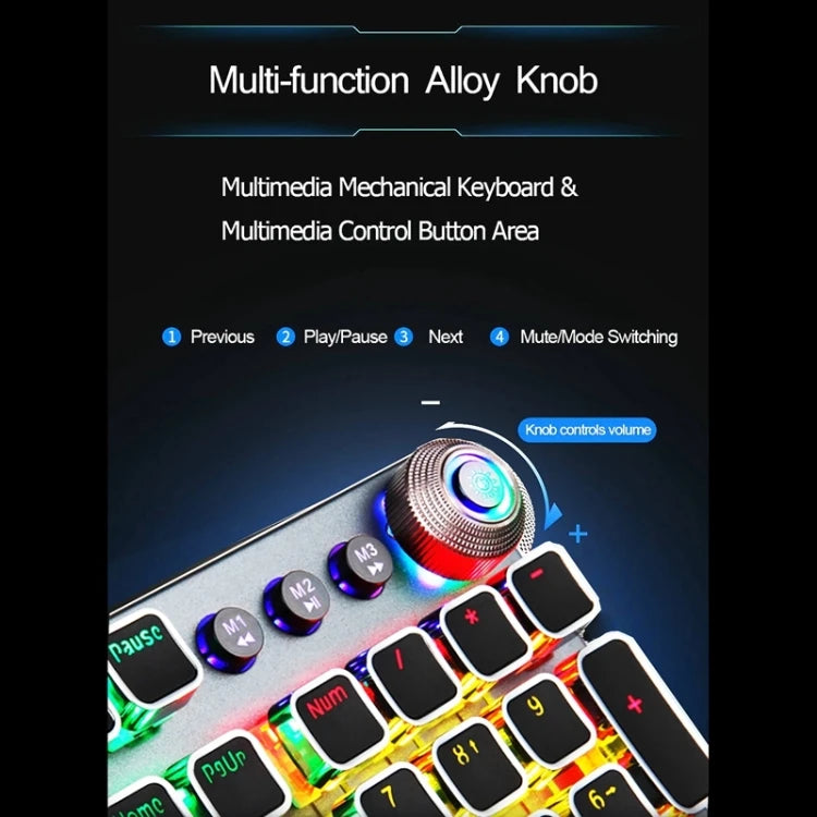 AULA F2088 Wired Mechanical Gaming Keyboard – 108 Keys, Blue Switch, RGB Backlit, USB Full-Size Metal Panel (English Layout)