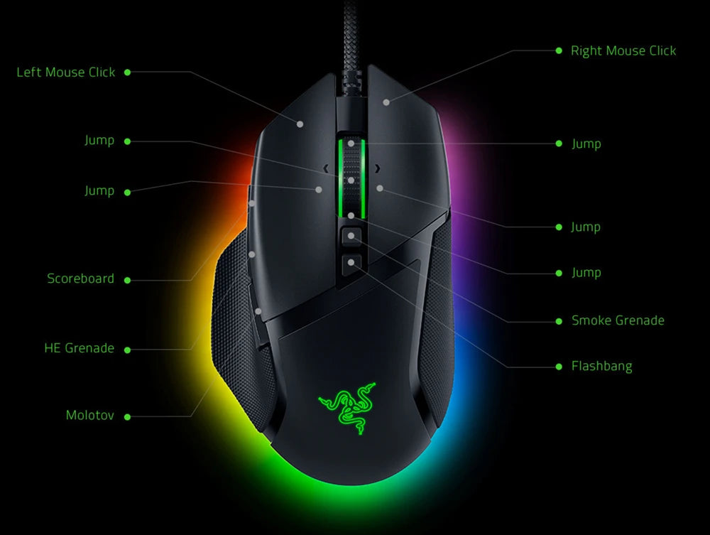 Razer Basilisk V3 Gaming Mouse – 26,000 DPI Optical Sensor, Customizable RGB Chroma, E-Sports Performance Mous