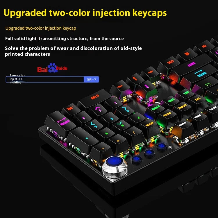 True Mechanical Gaming Keyboard with Hot-Swappable Switches – RGB Backlit, Waterproof, Wired USB (Blue/Black Switch Options)