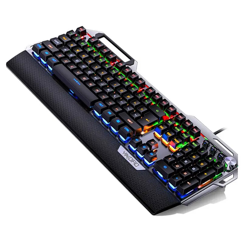 K100 Mechanical Gaming Keyboard – 104 Keys RGB Backlit USB Wired Keyboard with Wrist Rest & Phone Holder