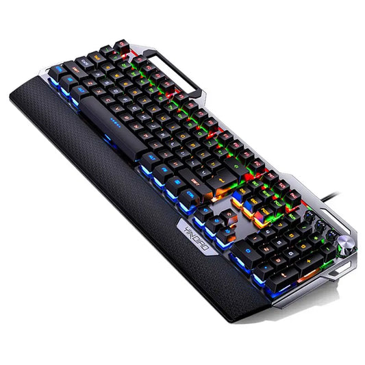K100 Mechanical Gaming Keyboard – 104 Keys RGB Backlit USB Wired Keyboard with Wrist Rest & Phone Holder