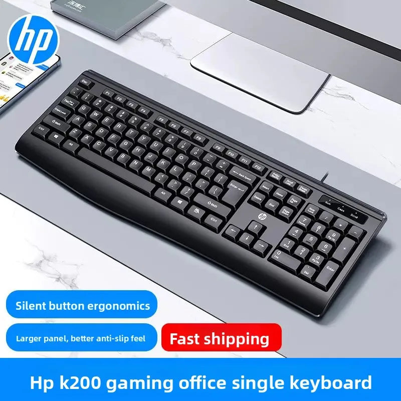 HP KM100 Wired Keyboard & Mouse Combo | USB Plug & Play | Lightweight | Silent Typing | Full-Size Keyboard | Office & Gaming Set
