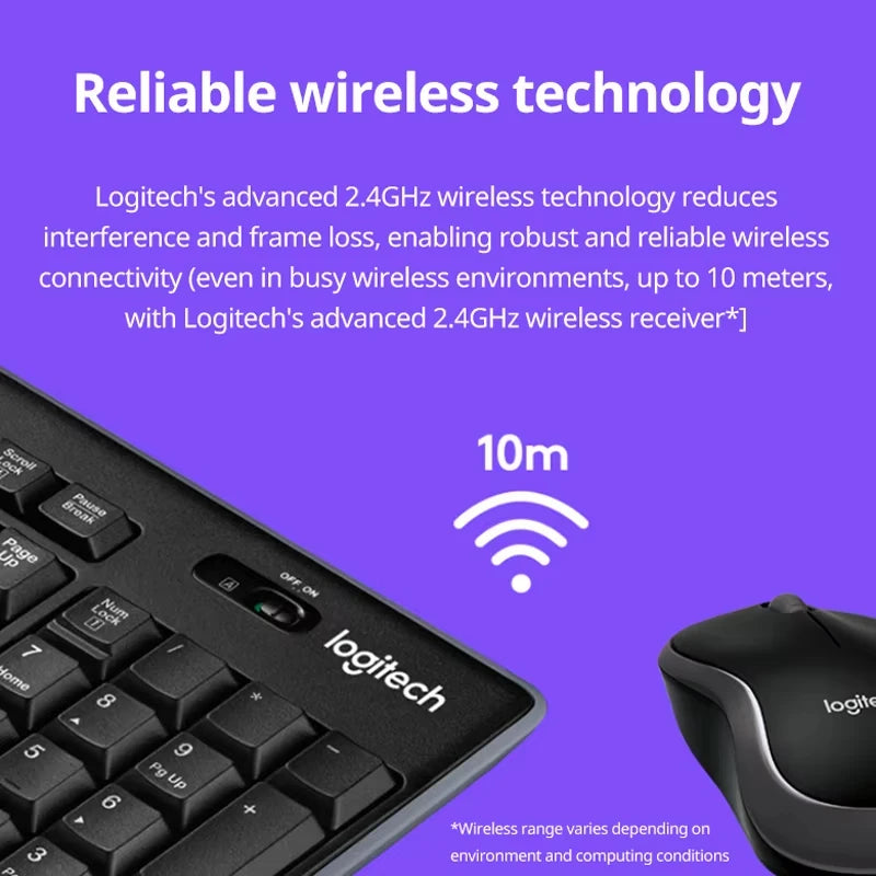 Logitech MK270 Wireless Keyboard & Mouse Combo | 2.4GHz USB Receiver | Full-Size Keyboard | Long Battery Life | Reliable Office Set | Black