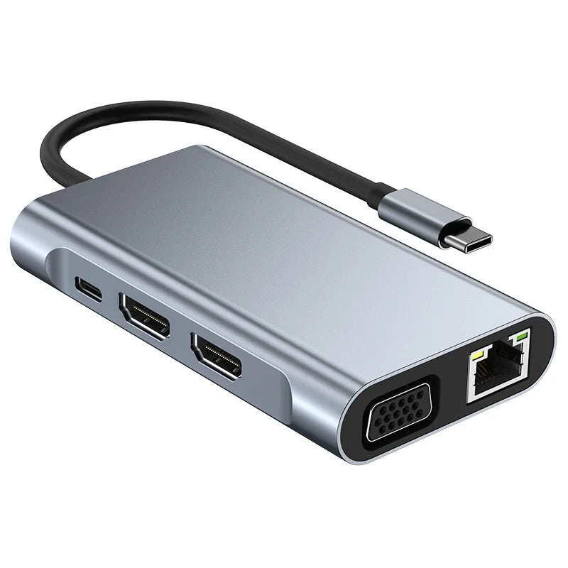 USB-C Docking Station 7-in-1 Hub with HDMI, VGA, USB 3.0, SD Card Reader, RJ45 Ethernet & PD Fast Charging