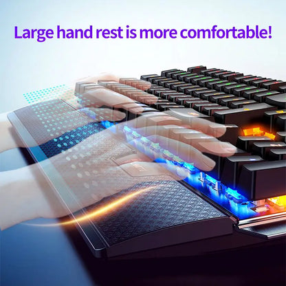 K100 Mechanical Gaming Keyboard – 104 Keys RGB Backlit USB Wired Keyboard with Wrist Rest & Phone Holder