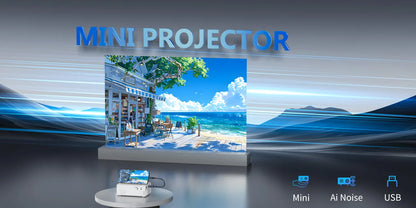 AOC Mini Projector – Full HD 1080P Portable WiFi & Bluetooth Home Theater Projector with HDMI & USB