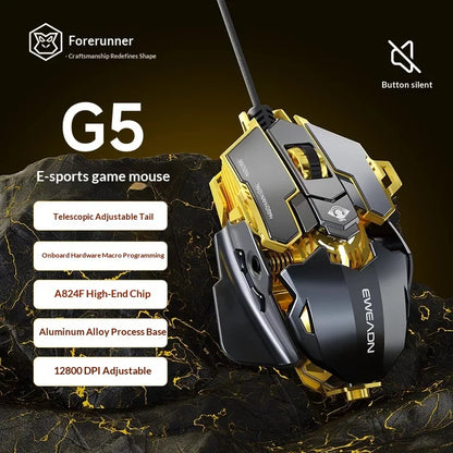 The Forward G5 Gaming Mouse – Triple Mode Wired/Wireless, Mechanical Macro Buttons, Metal Weight Reduction, Silent Click E-Sports Mouse