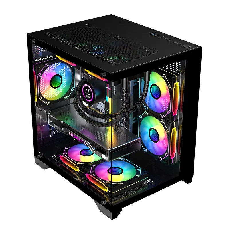 AOC CG391 MATX Gaming PC Case – Panoramic Sea View Tempered Glass Case with 3 RGB Fans & 240mm Liquid Cooling Support