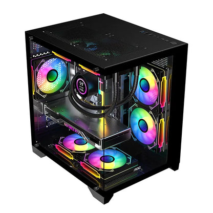 AOC CG391 MATX Gaming PC Case – Panoramic Sea View Tempered Glass Case with 3 RGB Fans & 240mm Liquid Cooling Support