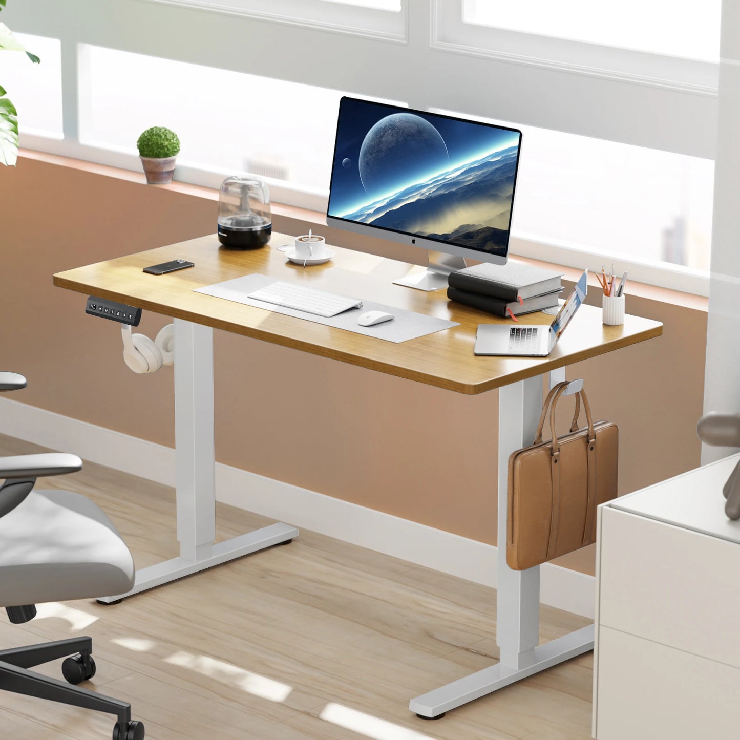 JHK Electric Standing Desk 40x24 Inch – Height Adjustable Sit-Stand Computer Desk, Ergonomic Workstation for smart Office