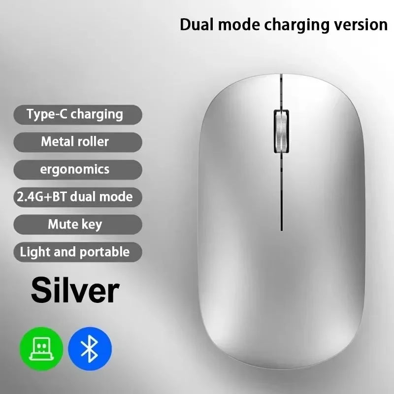 Lenovo Wireless Mouse | Type-C Fast Charging | Silent Click | Dual-Mode 2.4G + Bluetooth | Multi-Device | 4 Adjustable DPI