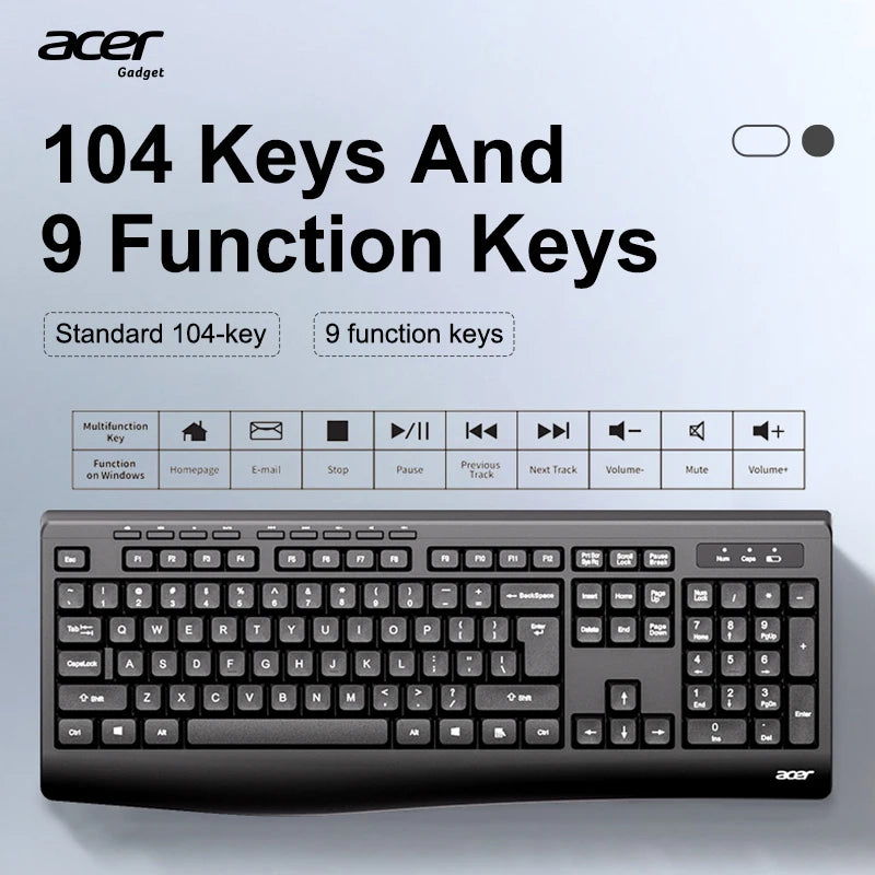 Acer OCC313 Wireless Keyboard and Mouse Combo – 2.4GHz Plug & Play Office Set with Responsive Tracking & Long Battery Life