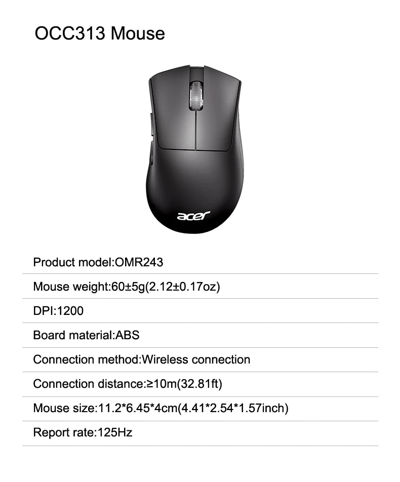 Acer OCC313 Wireless Keyboard and Mouse Combo – 2.4GHz Plug & Play Office Set with Responsive Tracking & Long Battery Life