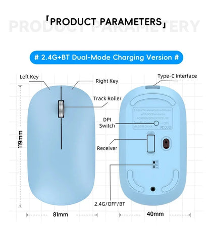 Lenovo Wireless Mouse | Type-C Fast Charging | Silent Click | Dual-Mode 2.4G + Bluetooth | Multi-Device | 4 Adjustable DPI