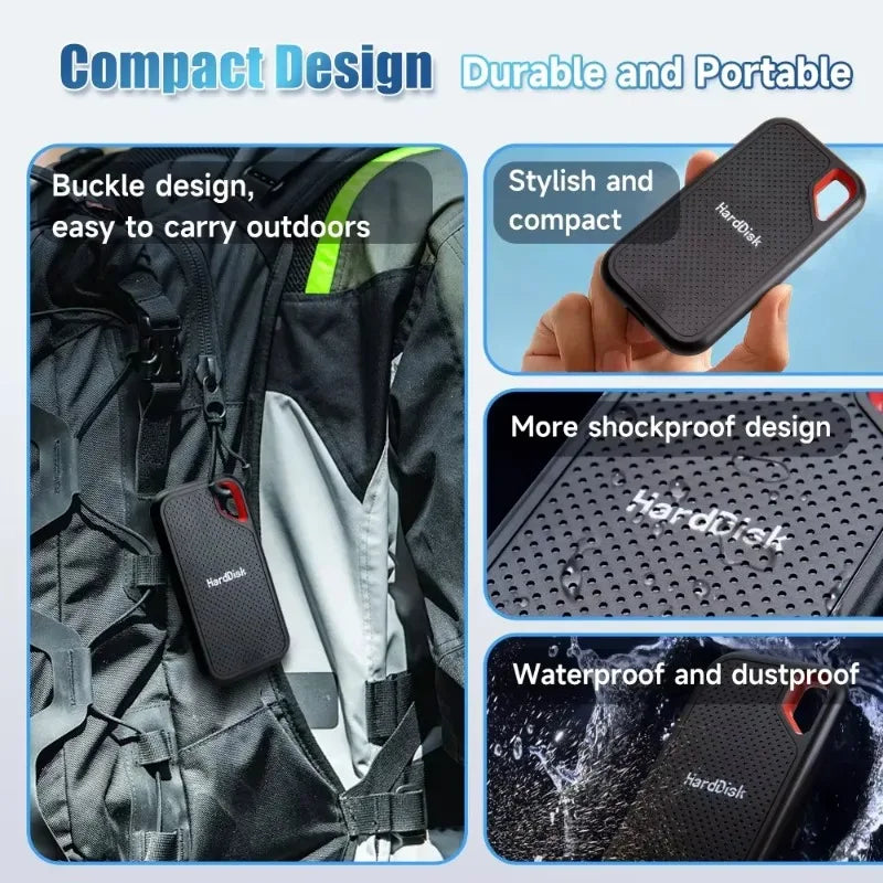 Portable External SSD 2TB / 4TB High-Speed Storage – Waterproof, Fast Data Transfer for Laptop & Mobile Devices
