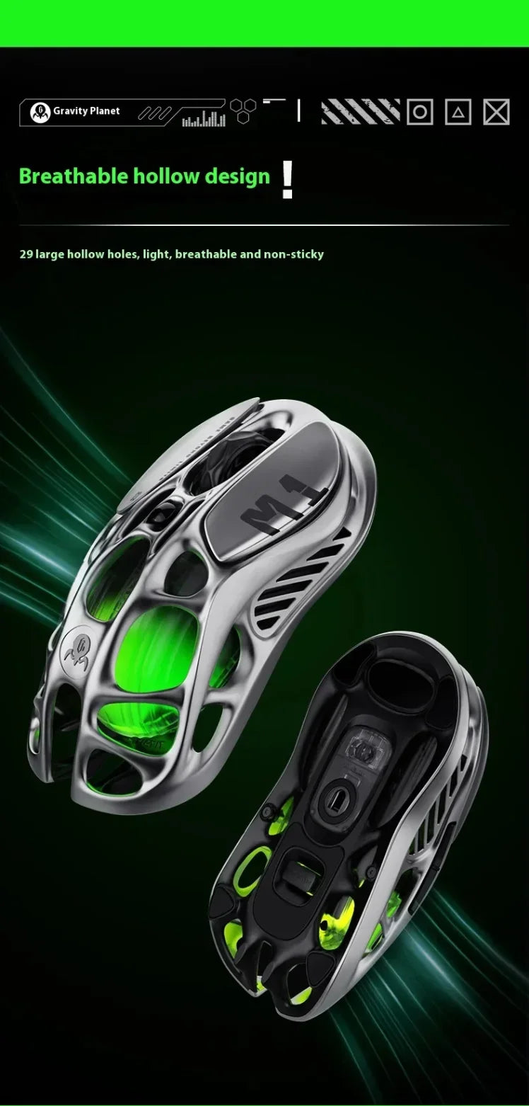 GravaStar M1/M2 Wireless Gaming Mouse – PAW3395 Sensor, 4K Polling, 26000 DPI, Magnesium Alloy Ultra-Light RGB Mouse