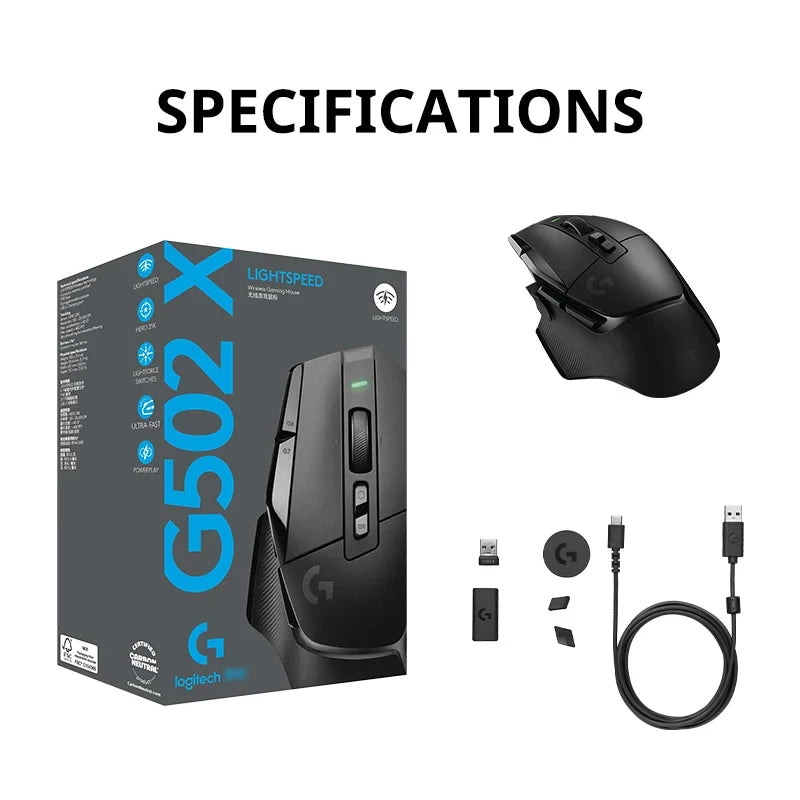 Logitech G502 X LIGHTSPEED Wireless Gaming Mouse – HERO Sensor, Hybrid Switches & Long Battery Life