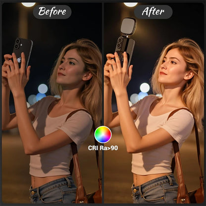 2-in-1 Folding Magnetic Selfie Light with Mirror – MagSafe LED Ring Fill Light for iPhone Video & Photography