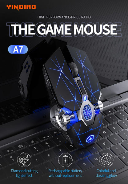 2.4G Rechargeable Wireless Mouse – Silent 6D Optical Mouse with 1600 DPI for MacBook, PC & Laptop