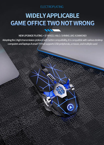 2.4G Rechargeable Wireless Mouse – Silent 6D Optical Mouse with 1600 DPI for MacBook, PC & Laptop