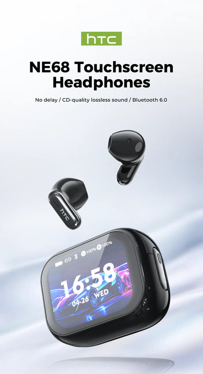 HTC NE68 Wireless Bluetooth Earbuds with HD Audio, 30-Hour Battery & Multi-Language Support