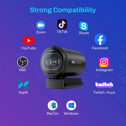 EMEET S600 4K Streaming Webcam – 1080P 60FPS USB Camera with Autofocus, Dual Microphones, AI Noise Reduction for YouTube, TikTok & Live Streaming