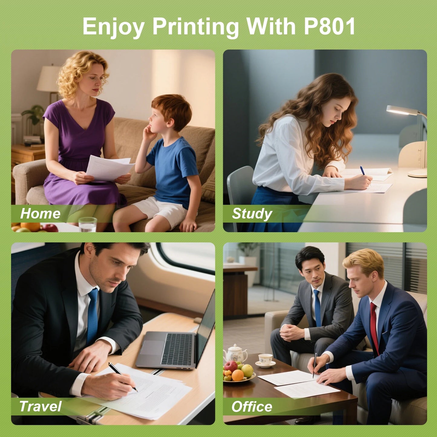 LT-P10 A4 Portable Thermal Printer – Bluetooth Inkless Business Travel Printer with Rechargeable Battery