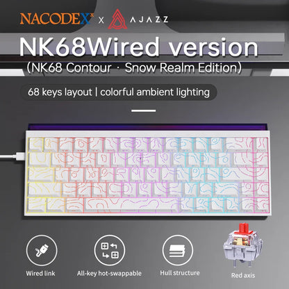 Compact 68-Key Gaming Keyboard | Red Switch | Side-Printed Keycaps | RGB Backlit | Wired