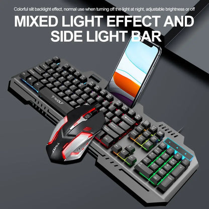 T-WOLF TF600 Backlit Gaming Keyboard and Mouse Combo – Wired 104-Key RGB Gaming Set for PC & Laptop