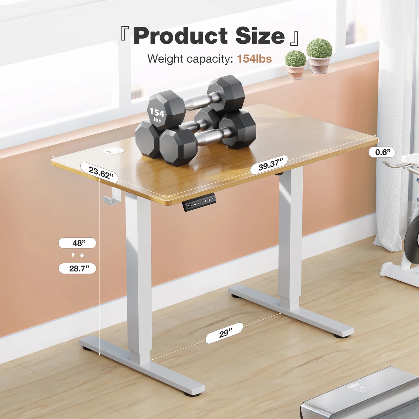 JHK Electric Standing Desk 40x24 Inch – Height Adjustable Sit-Stand Computer Desk, Ergonomic Workstation for smart Office