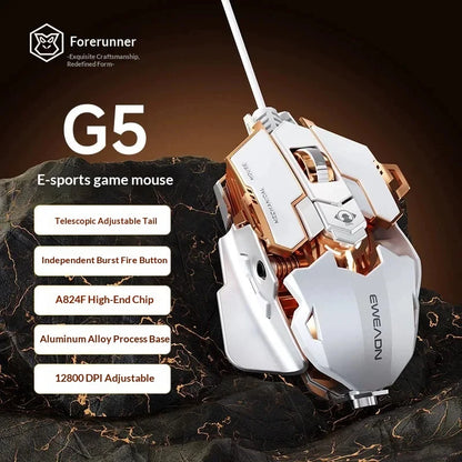 The Forward G5 Gaming Mouse – Triple Mode Wired/Wireless, Mechanical Macro Buttons, Metal Weight Reduction, Silent Click E-Sports Mouse