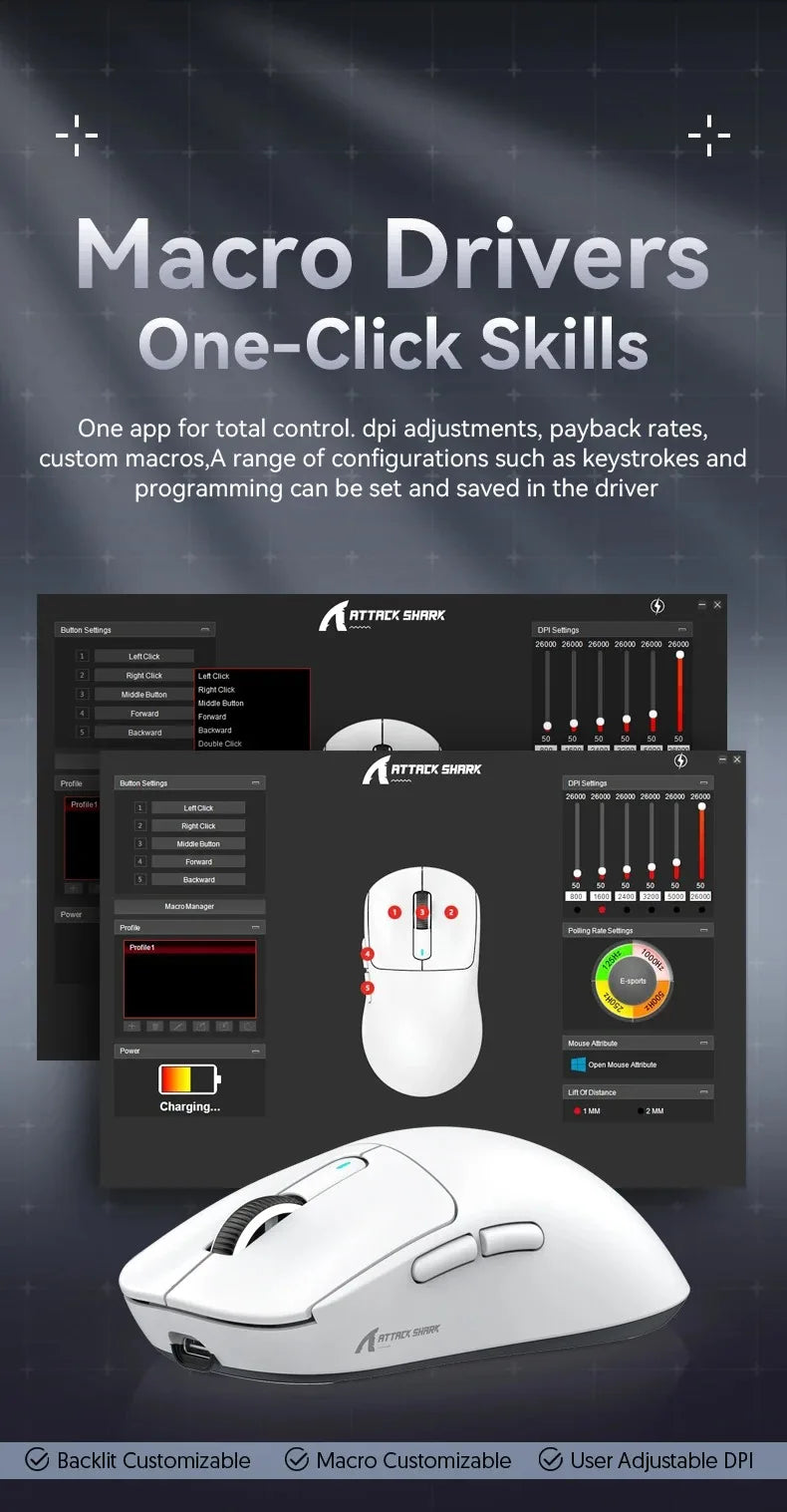 ATTACK SHARK X3 / X3 Pro Wireless Gaming Mouse – PAW3395 26K DPI Tri-Mode Ultra-Light Gaming Mouse